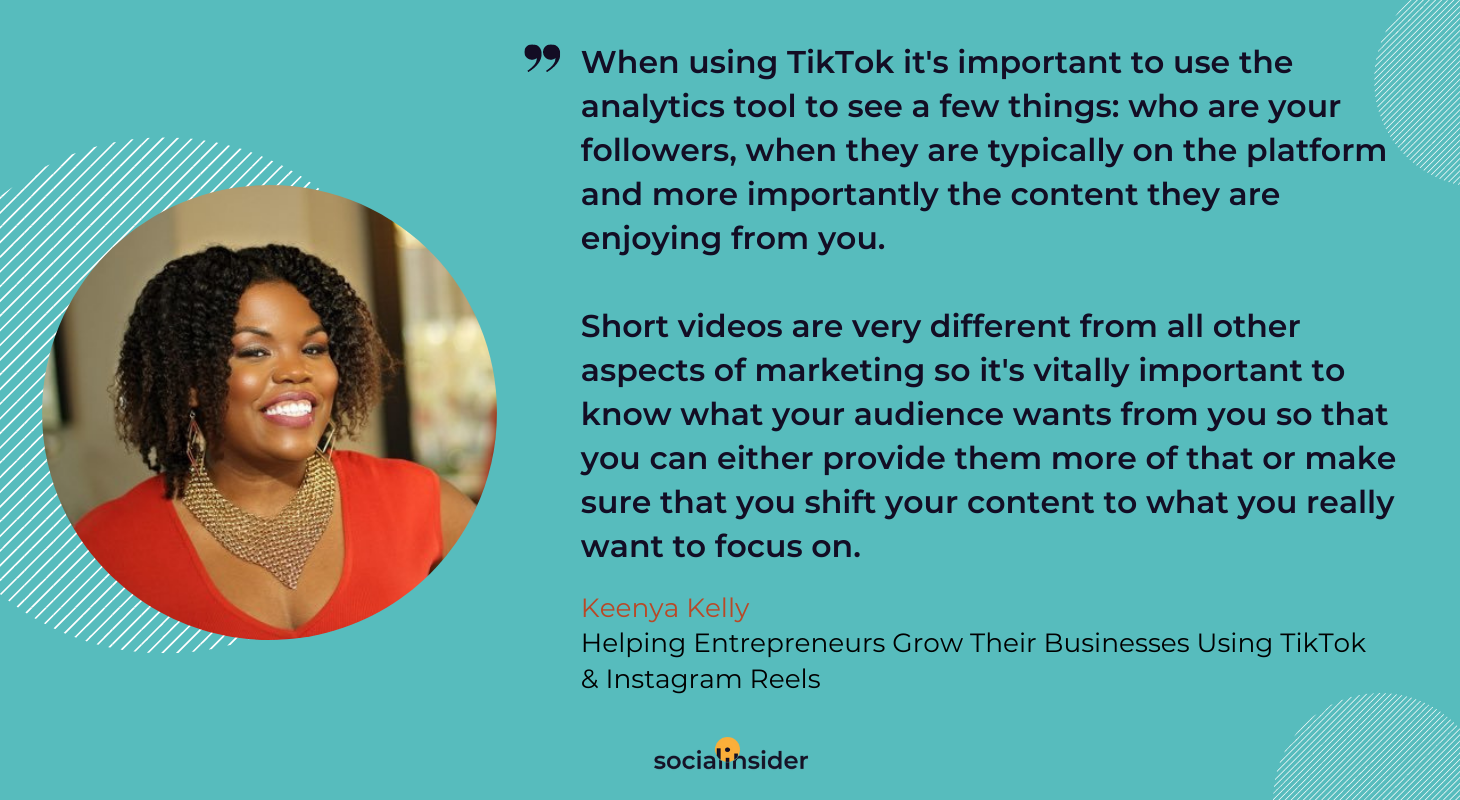 This is a quote about TikTok analytics given by a TikTok marketing expert.