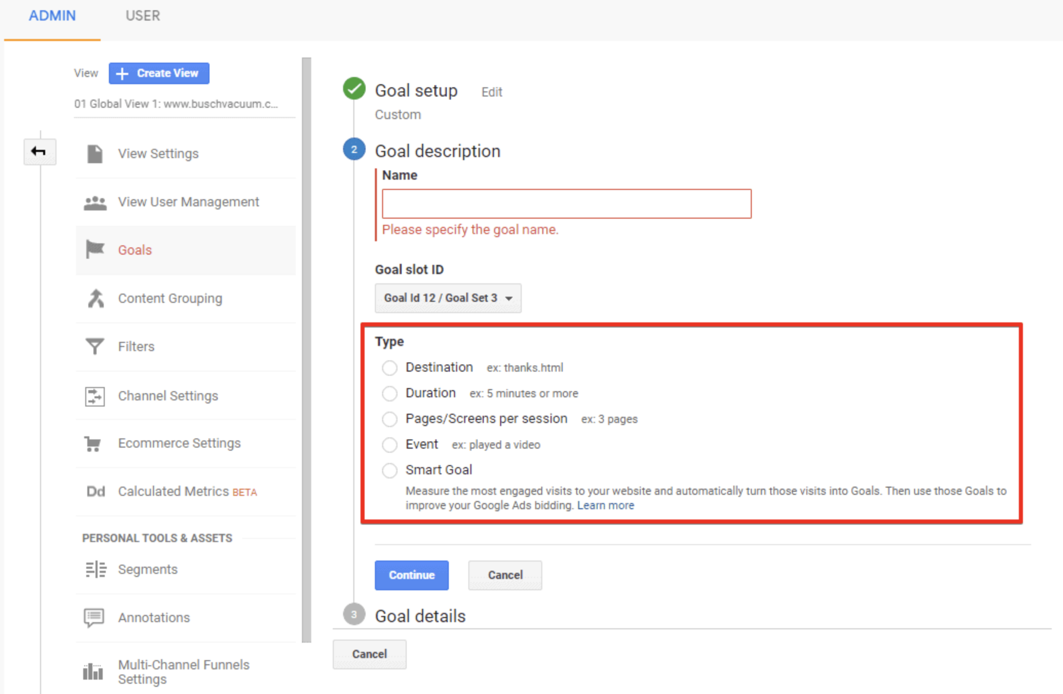 This is how you can set different goals in Google Analytics