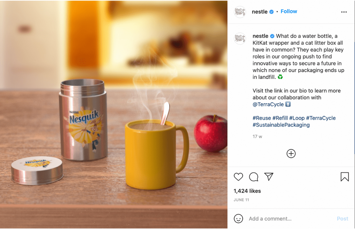 This is an example of Nestlé's Instagram posts.