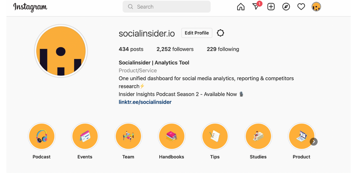 This is Socialinsider's Instagram page.