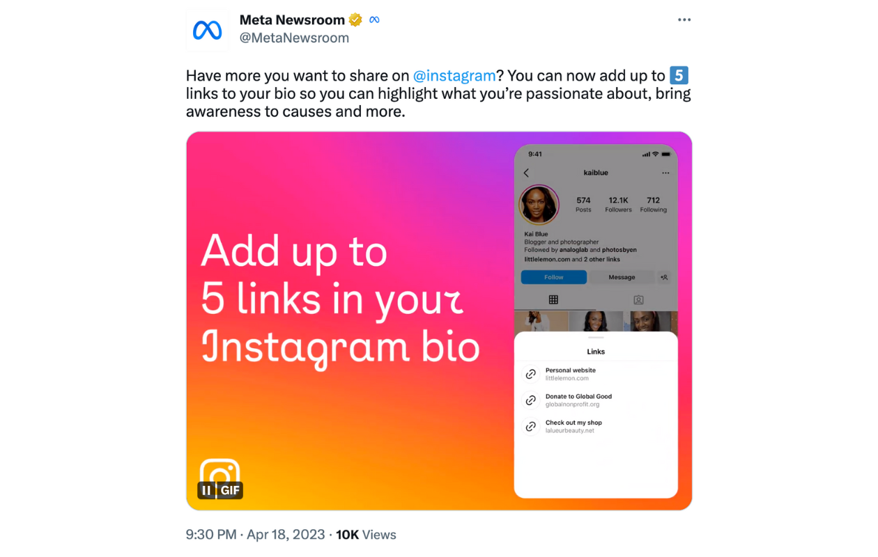 instagram bio links