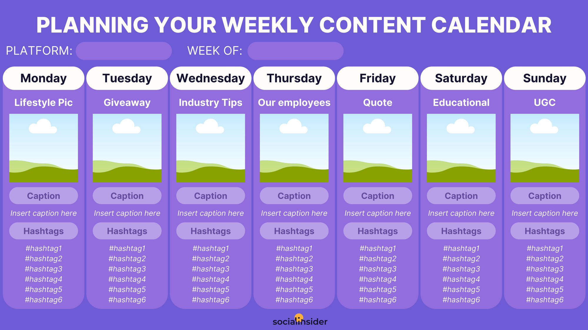 infographic with planning your weekly content calendar