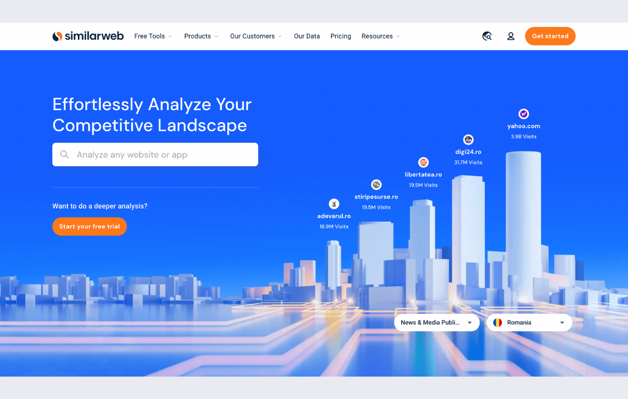 screenshot from similarweb main page