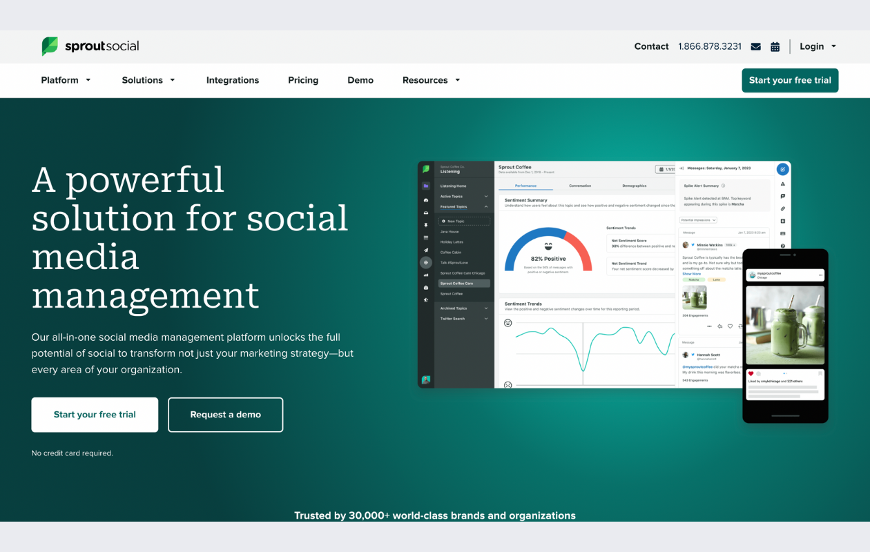 screenshot from sproutsocial main page