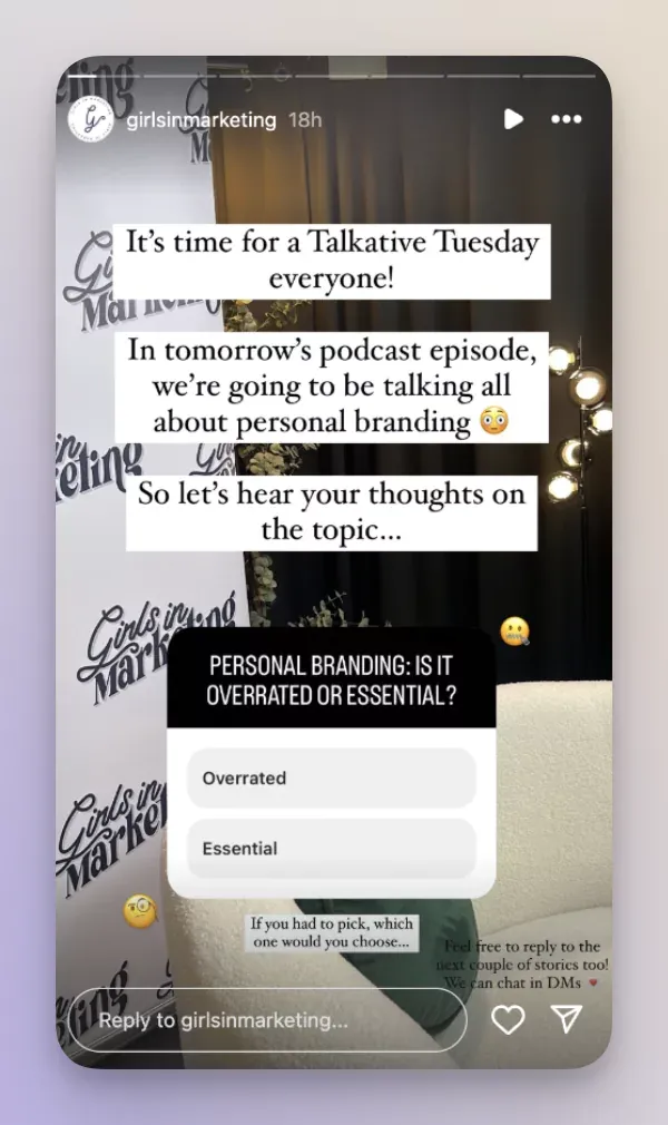 instagram story idea - opinion polls