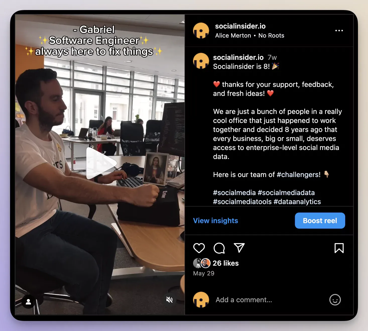 Behind-the-scenes video idea from Socialinsider