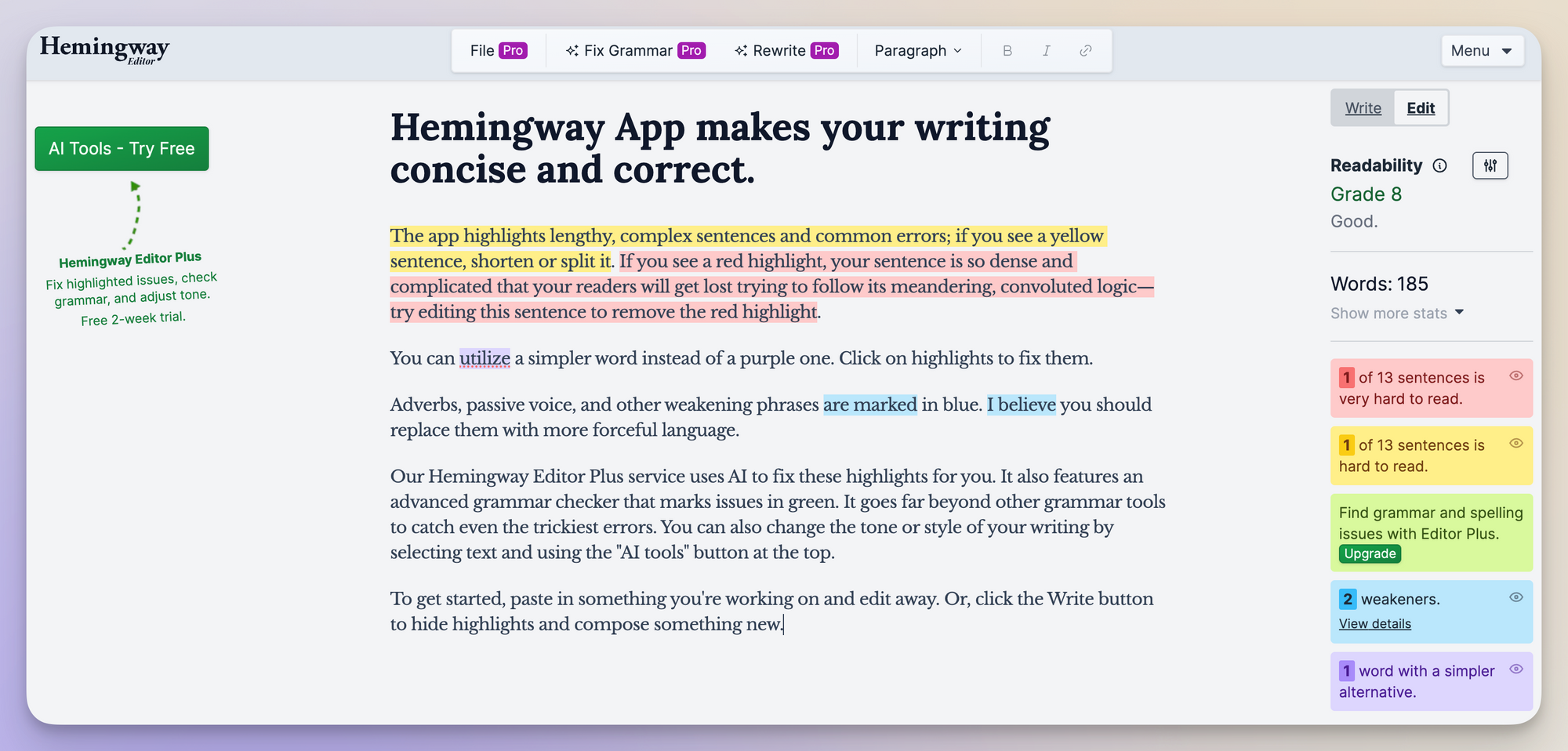 hemingway ai marketing tool