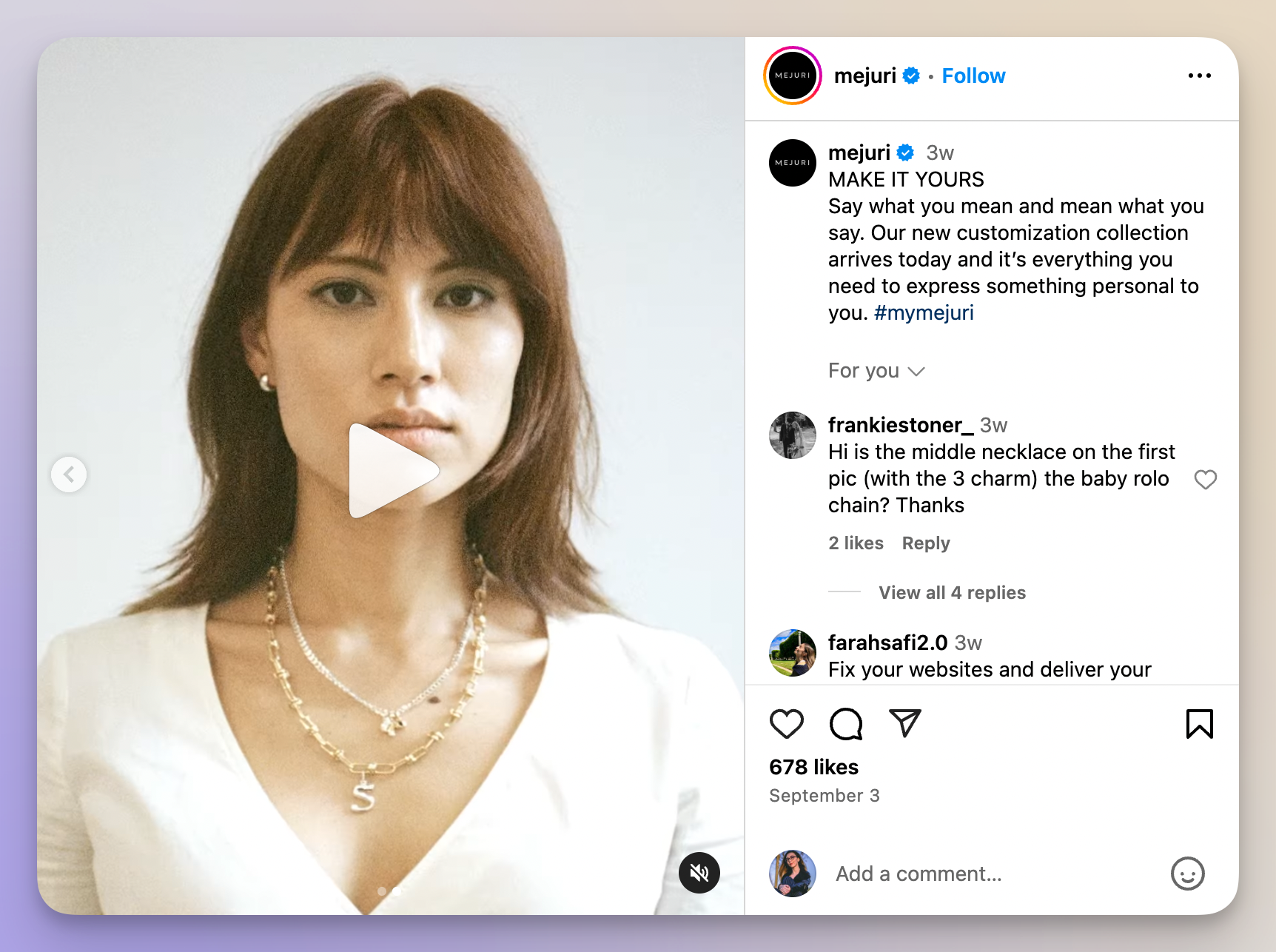 example of an instagram carousel combinig images and videos