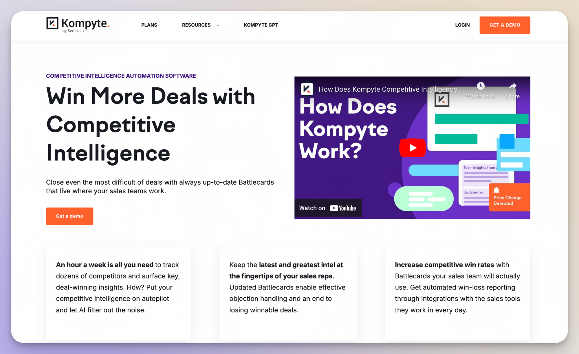 kompyte as a competitor analysis tool