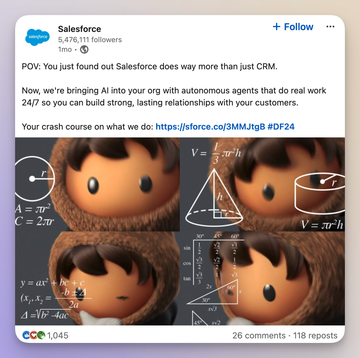 salesforce linkedin post as a zero click content example