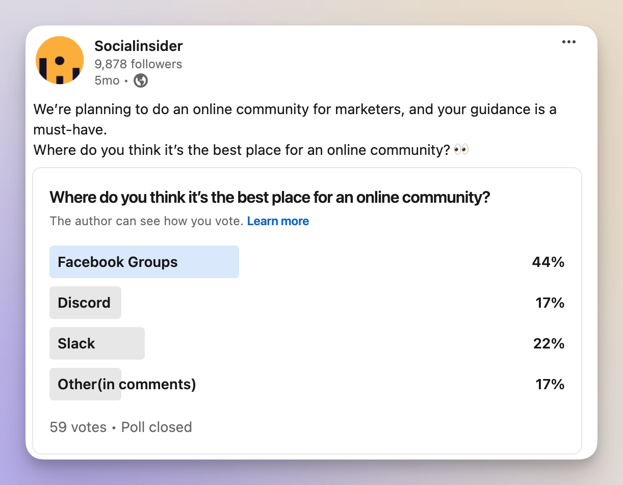 socialinsider linkedin poll