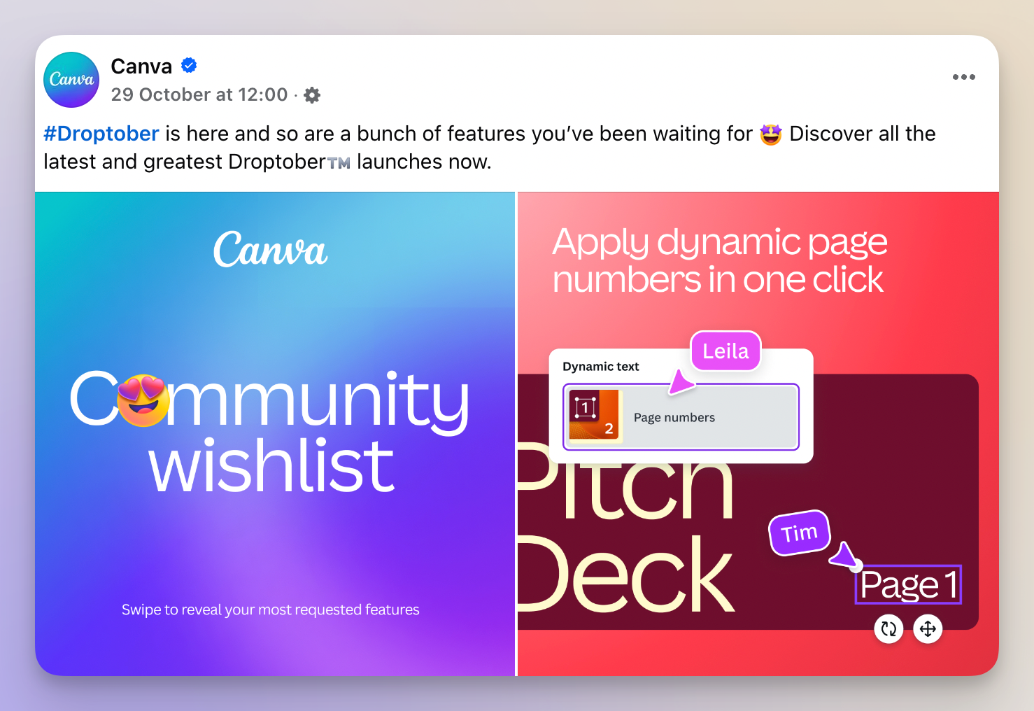 canva product update facebook post