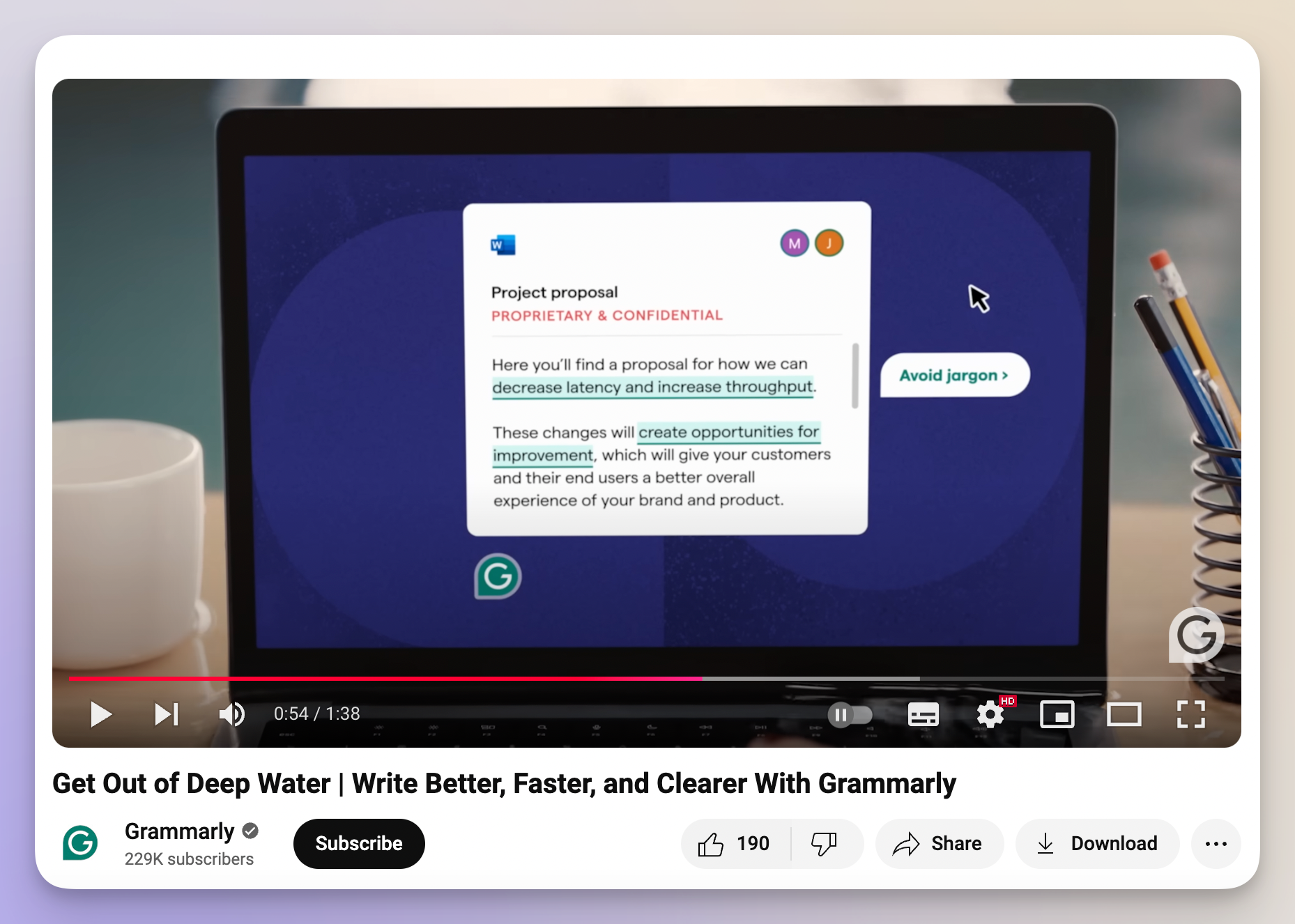 company presentation youtube video idea from grammarly