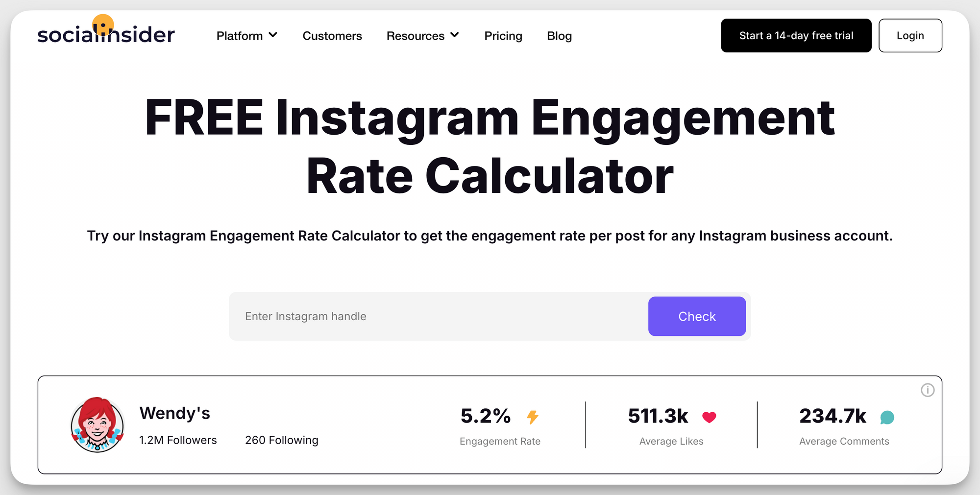 Check out FREE Instagram engagement calculator