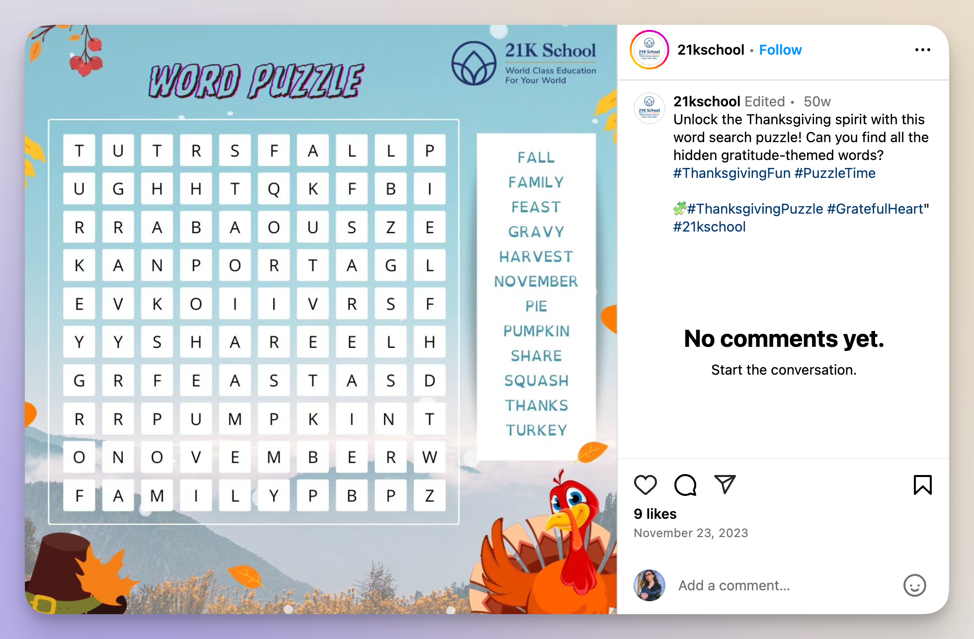 puzzle as a thanksgiving social media post idea