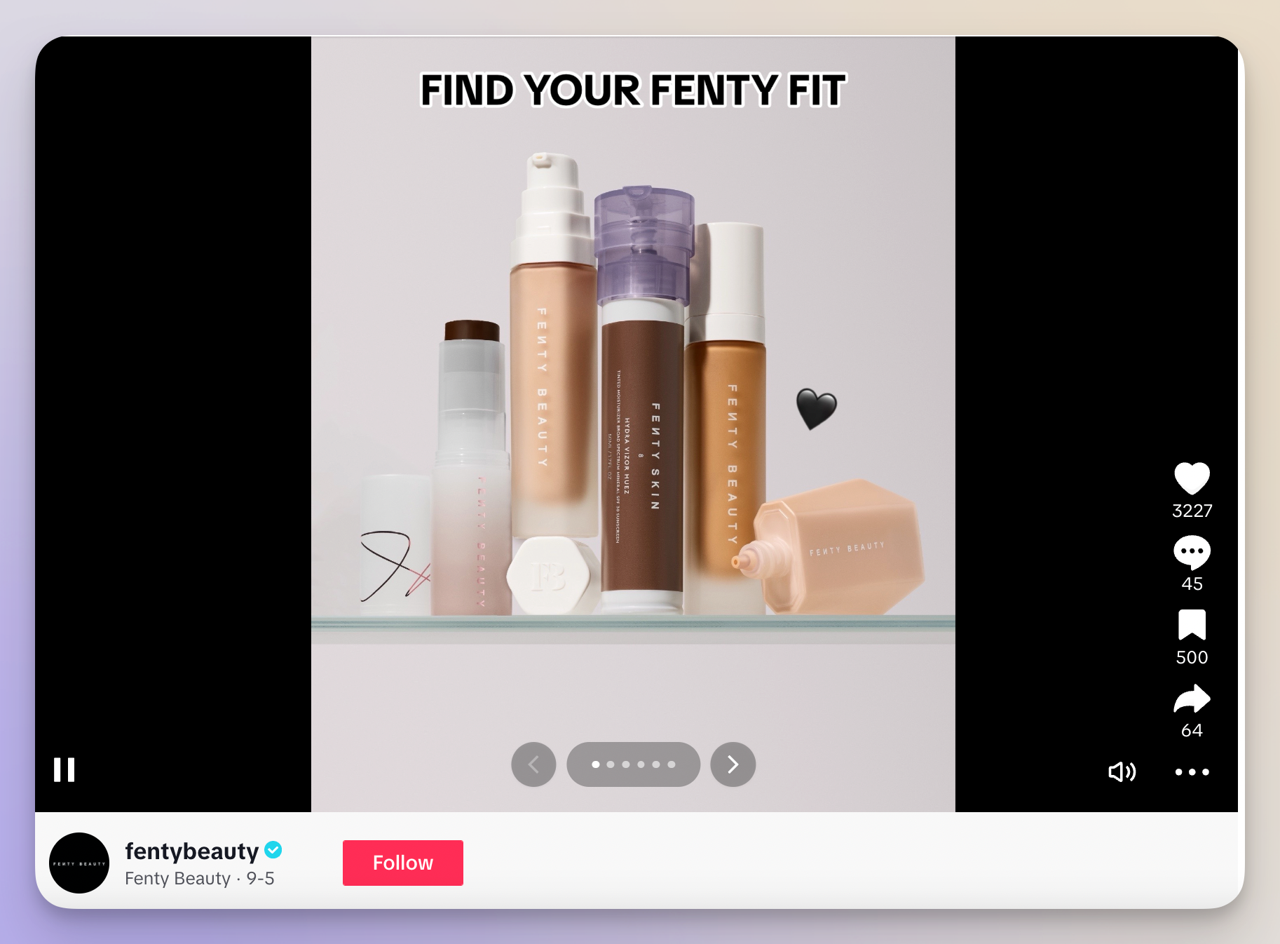 fenty beauty tiktok carousel for product comparison