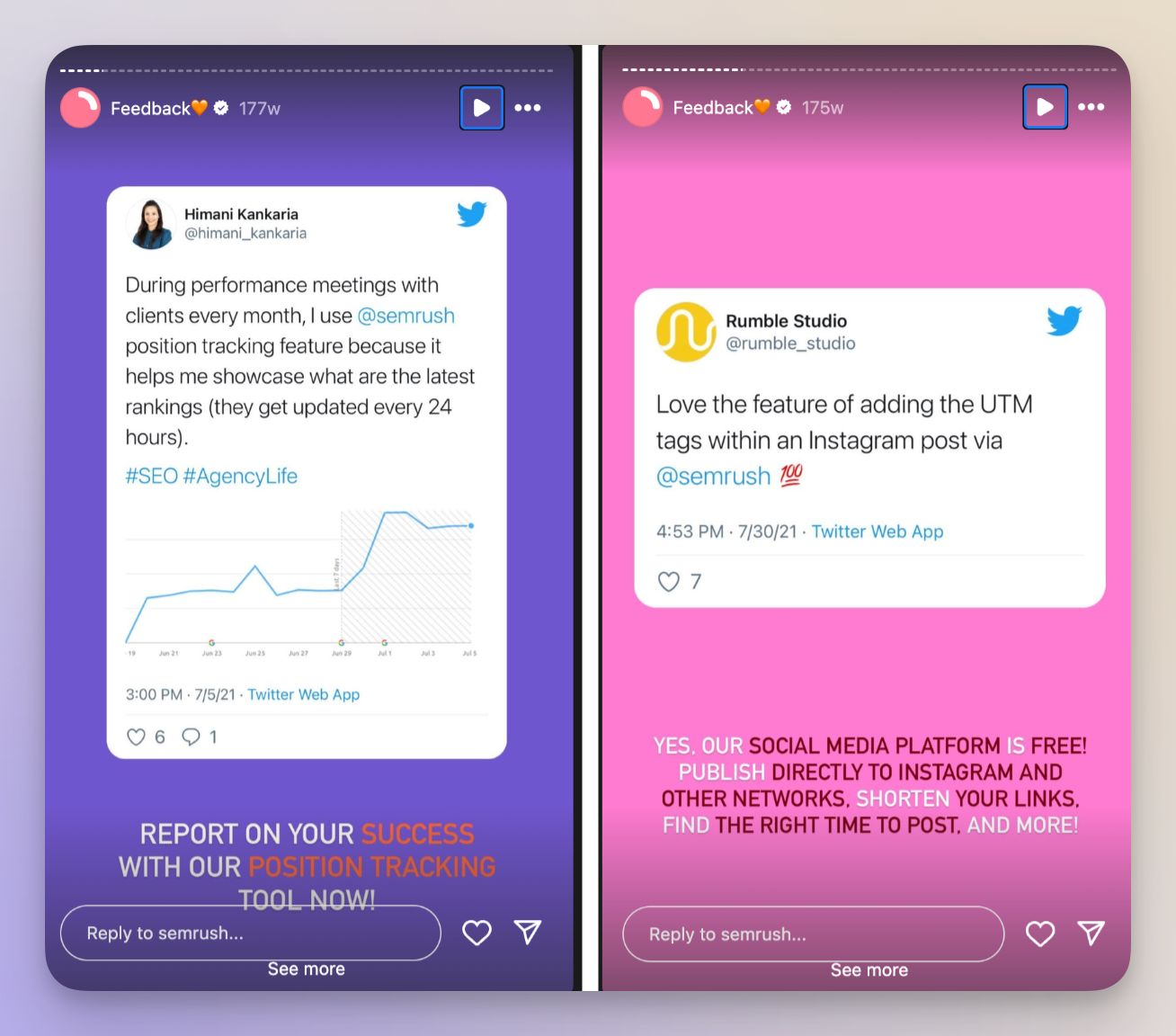 customer testimonials as an instagram story idea