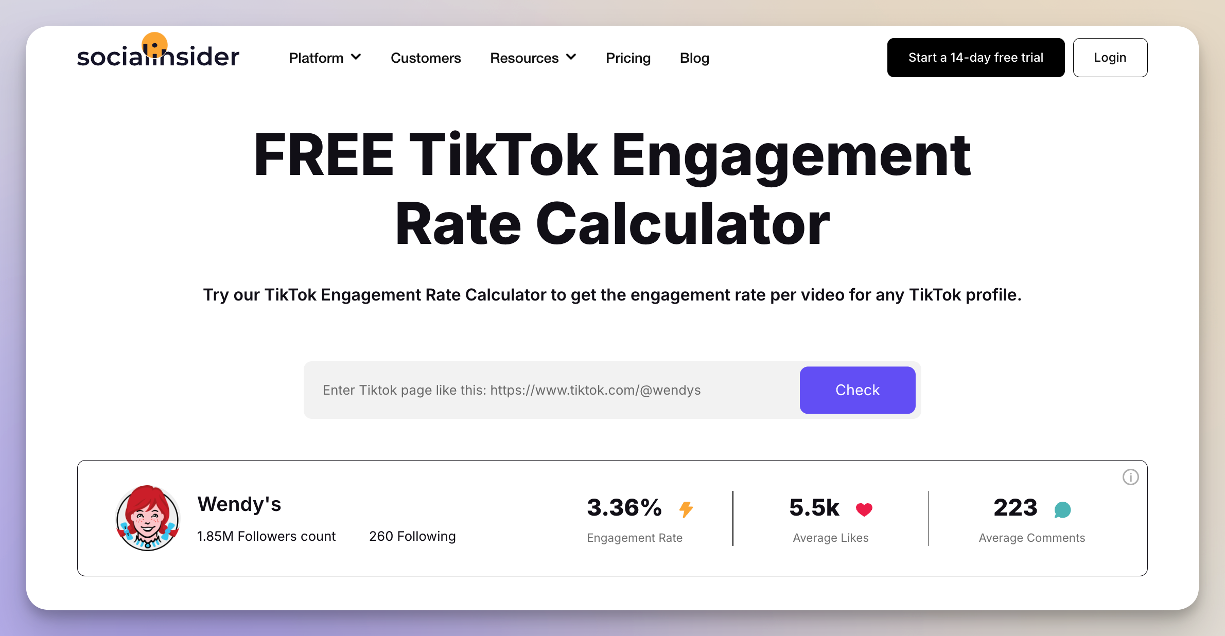 free tiktok engagement rate calculator by socialinsider