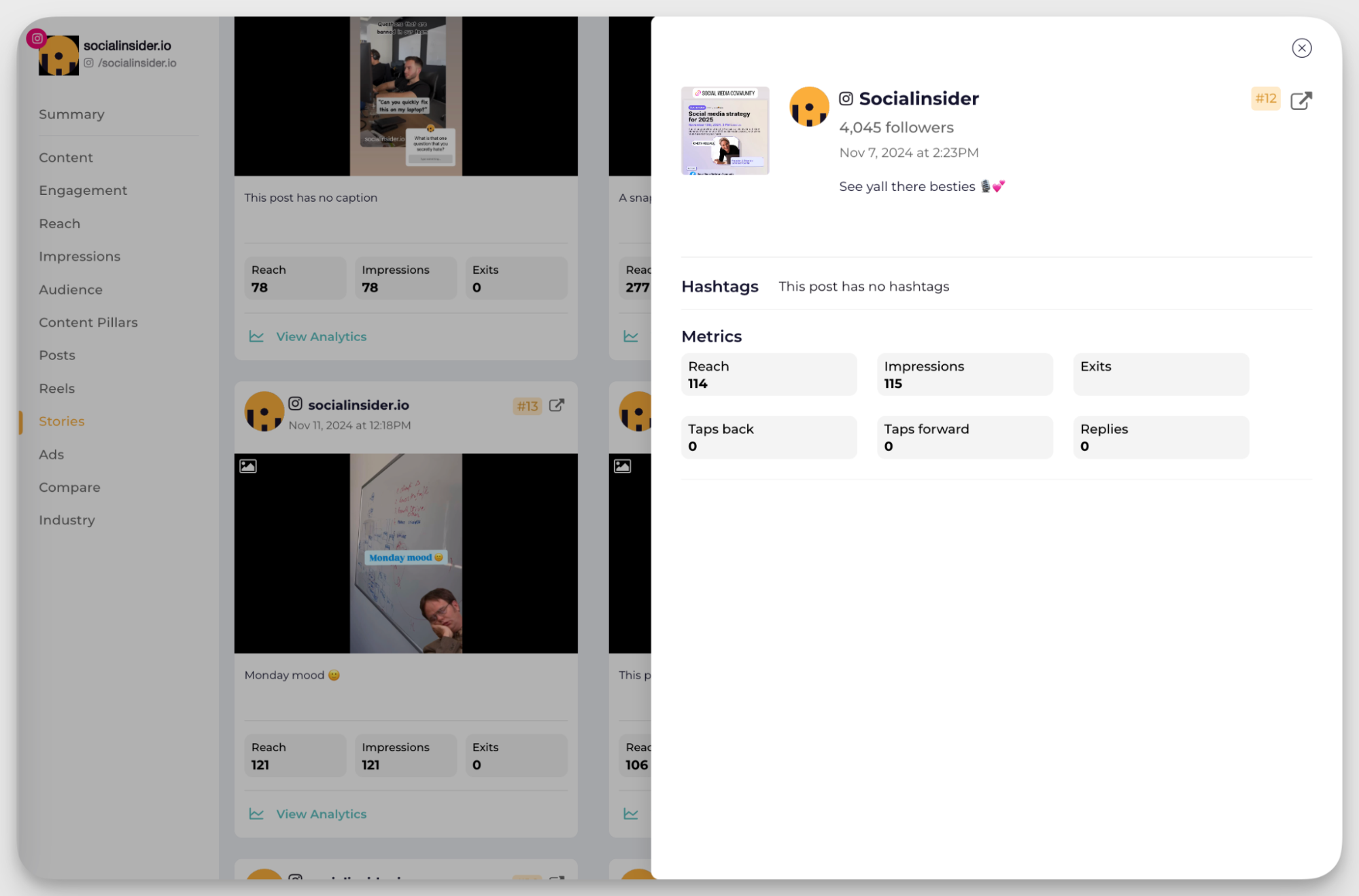 socialinsider example of live event