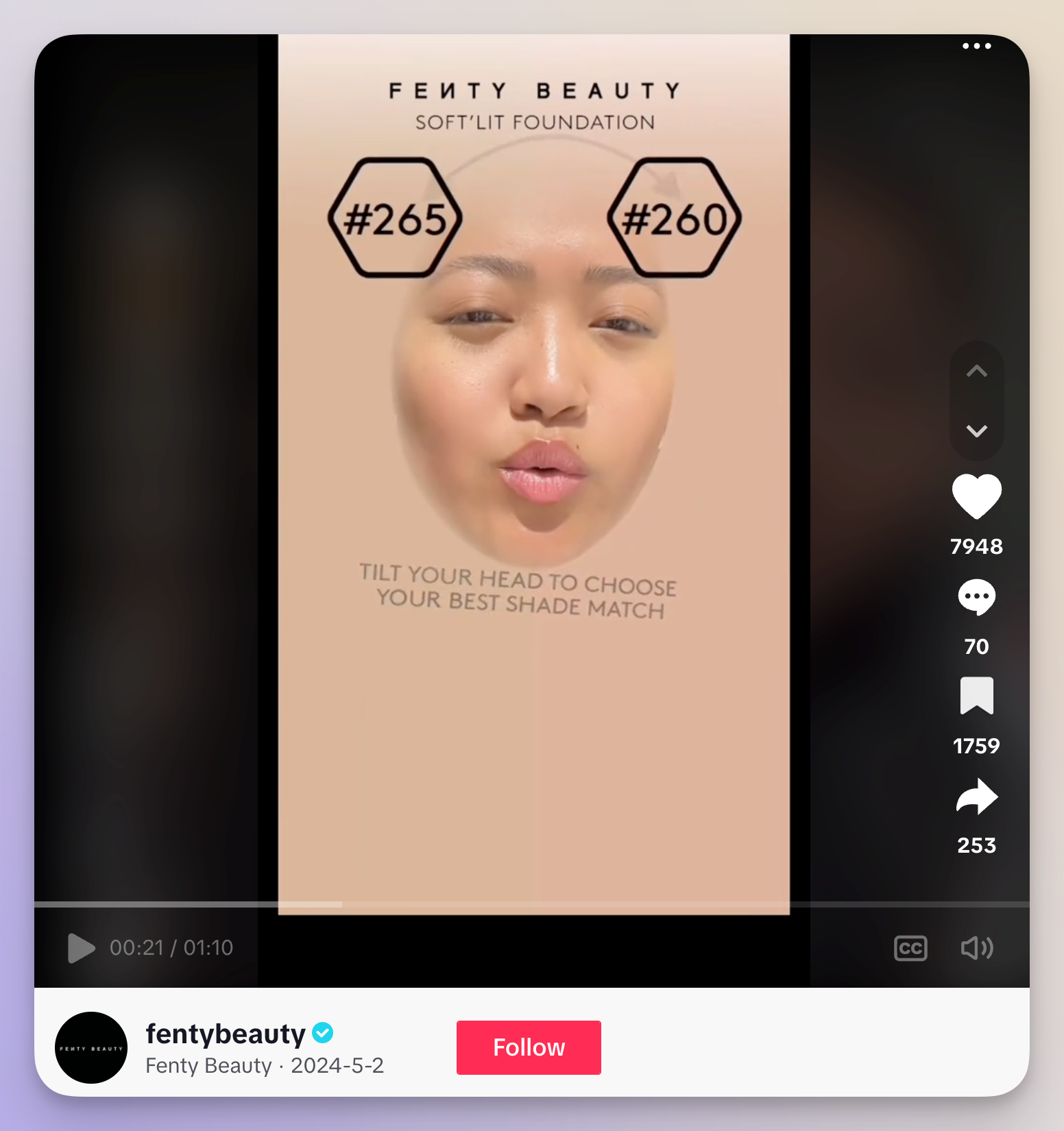 fenty beauty tiktok ar filter