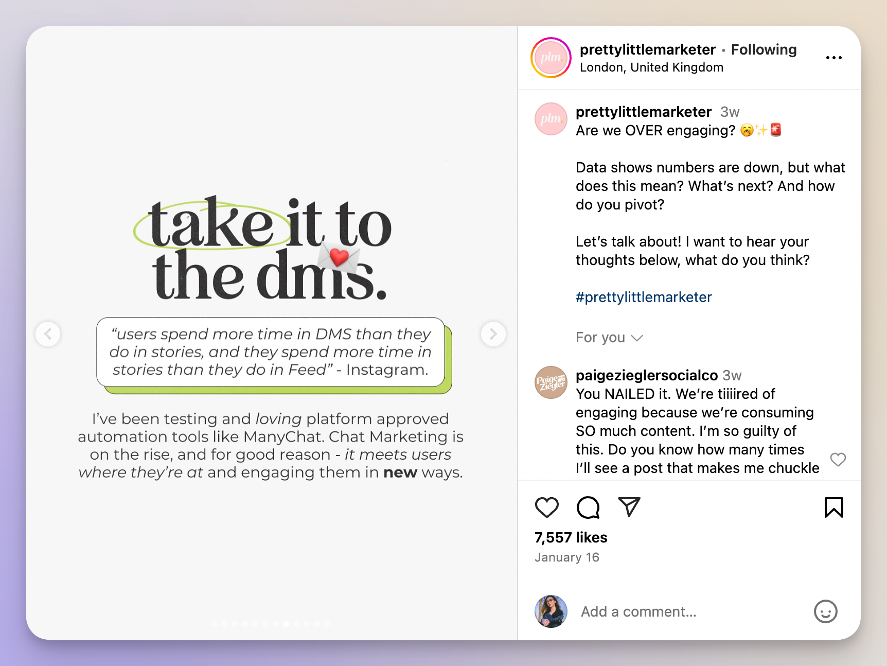 pretty little marketer instagram post about the future of social media