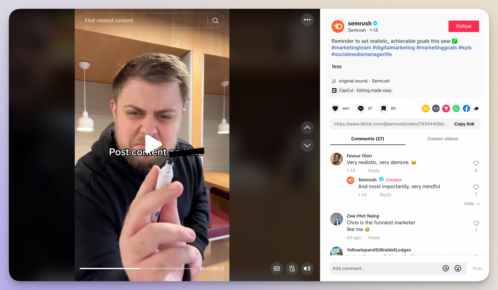 semrush tiktok