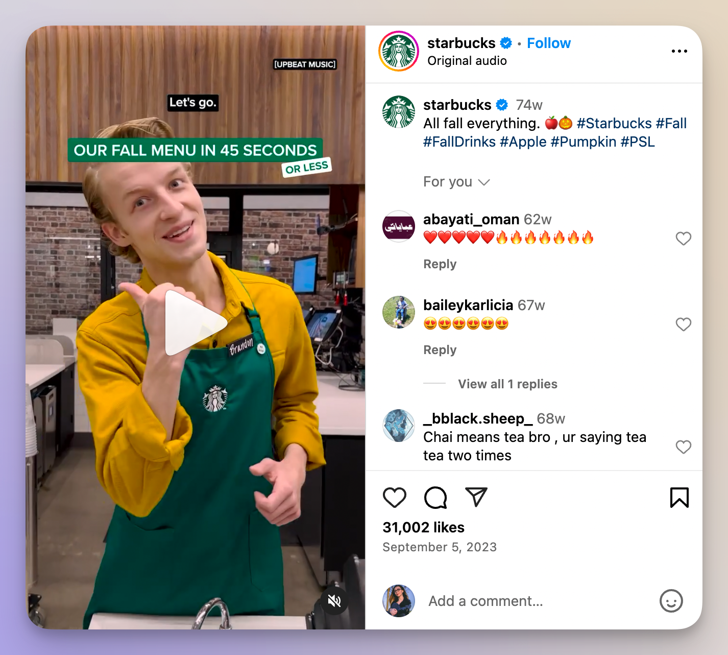 starbucks instagram post