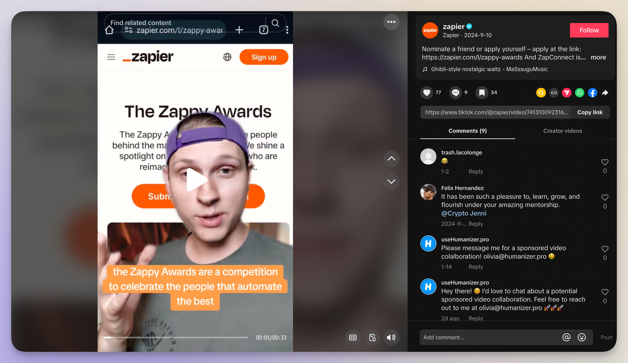 zapier tiktok challenge