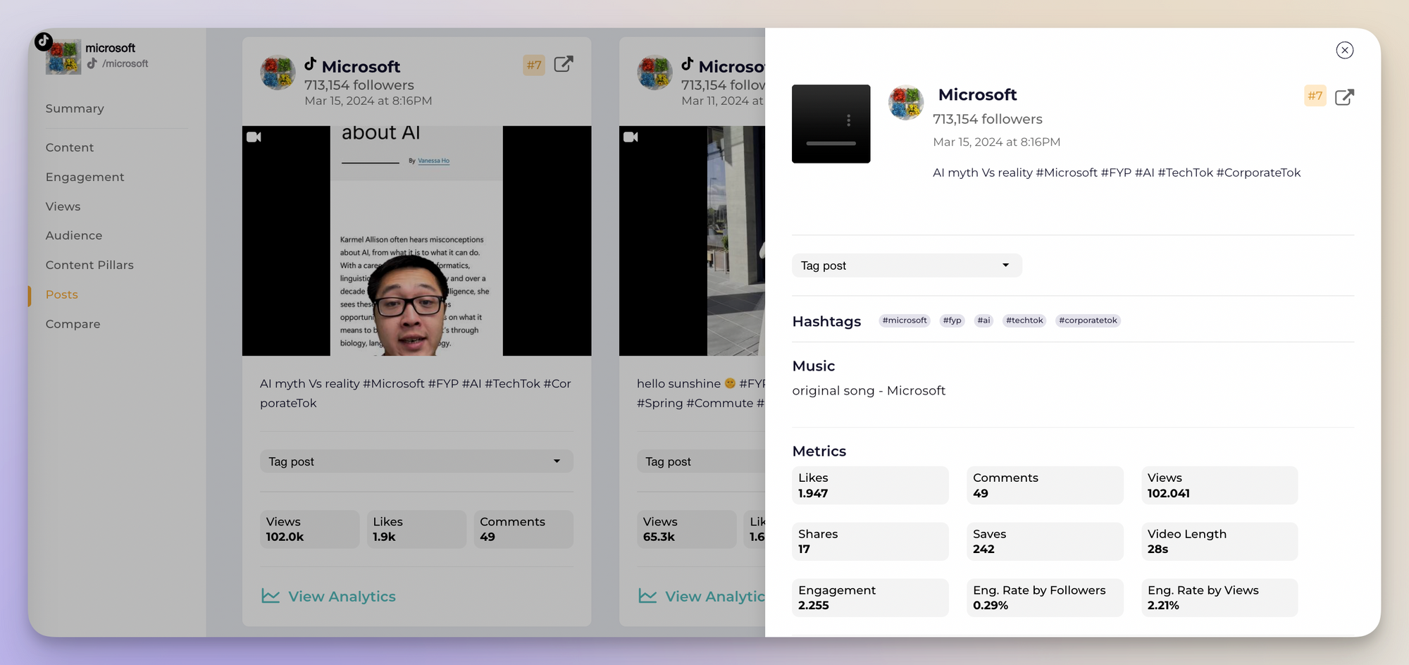 microsoft tiktok post analysis