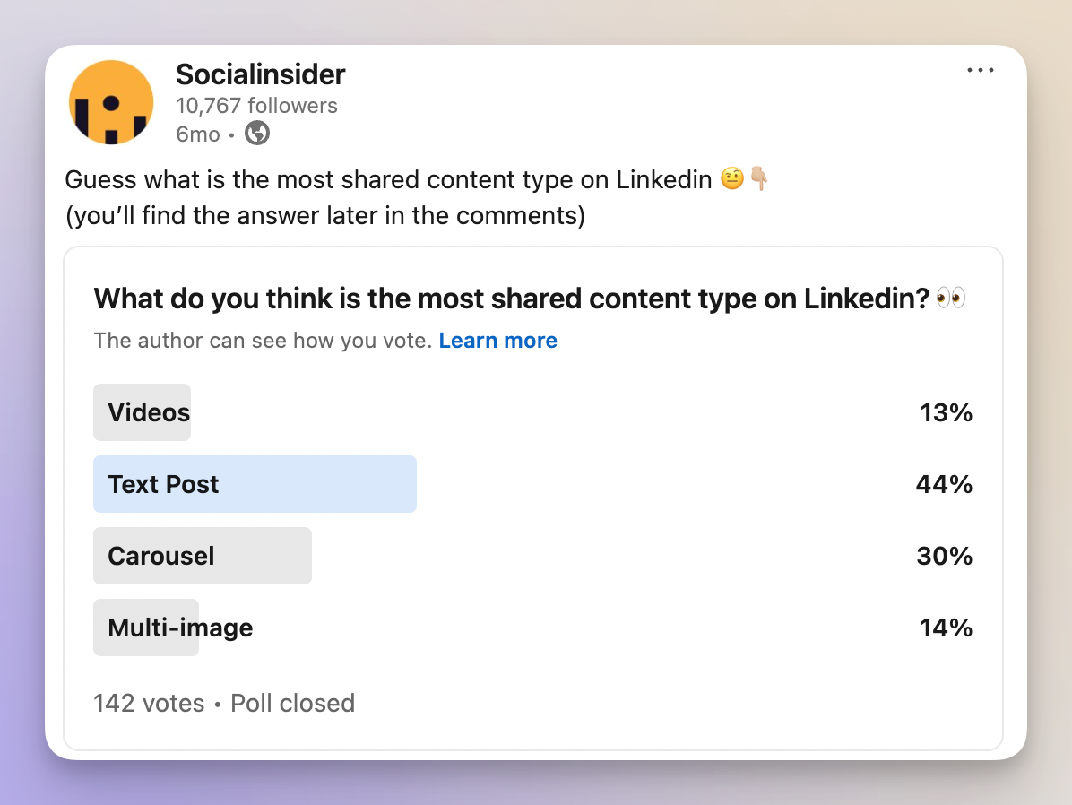 socialinsider linkedin post example